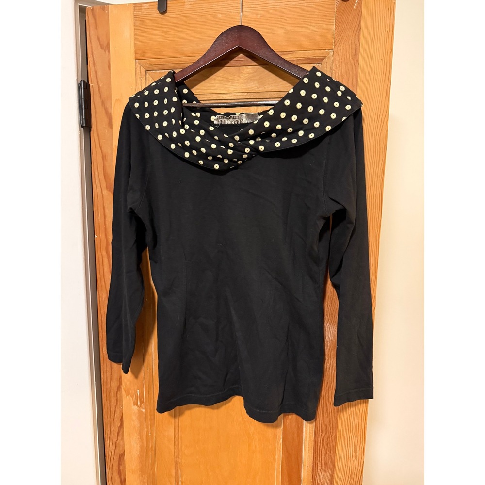 Workshop Fenn Wright Manson Black Cotton Top Portrait Collar Daisy Print Small